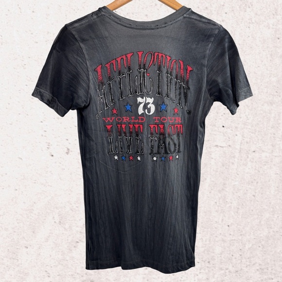 Affliction Black Graphic Tee with Red and Blue Accents - Picture 2 of 3